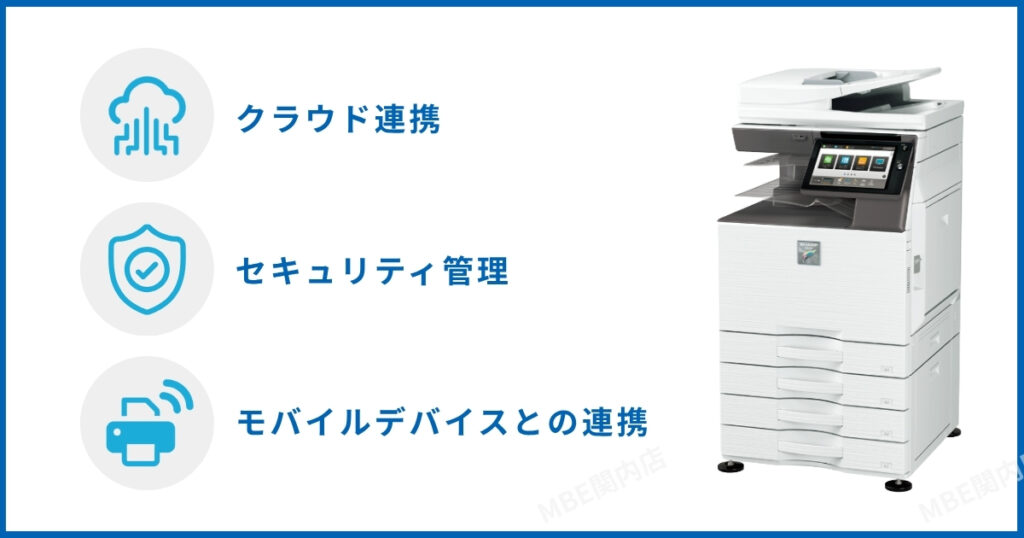 複合機とクラウドサービス連携システム図 - Google Workspace・Microsoft 365対応